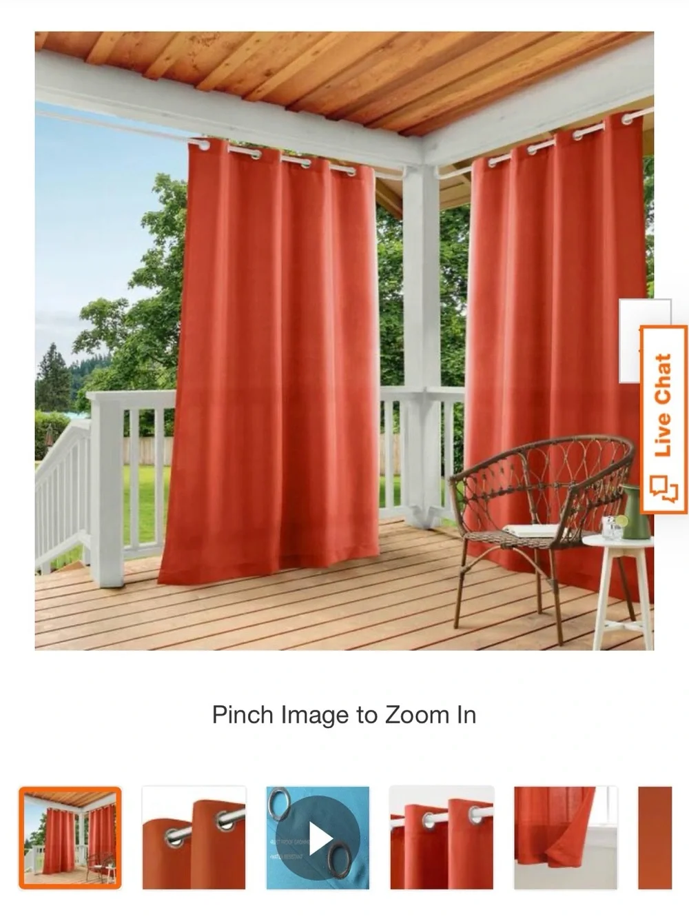 Outdoor Patio Grommet Curtain Panels - Orange  54x96 (two panels)